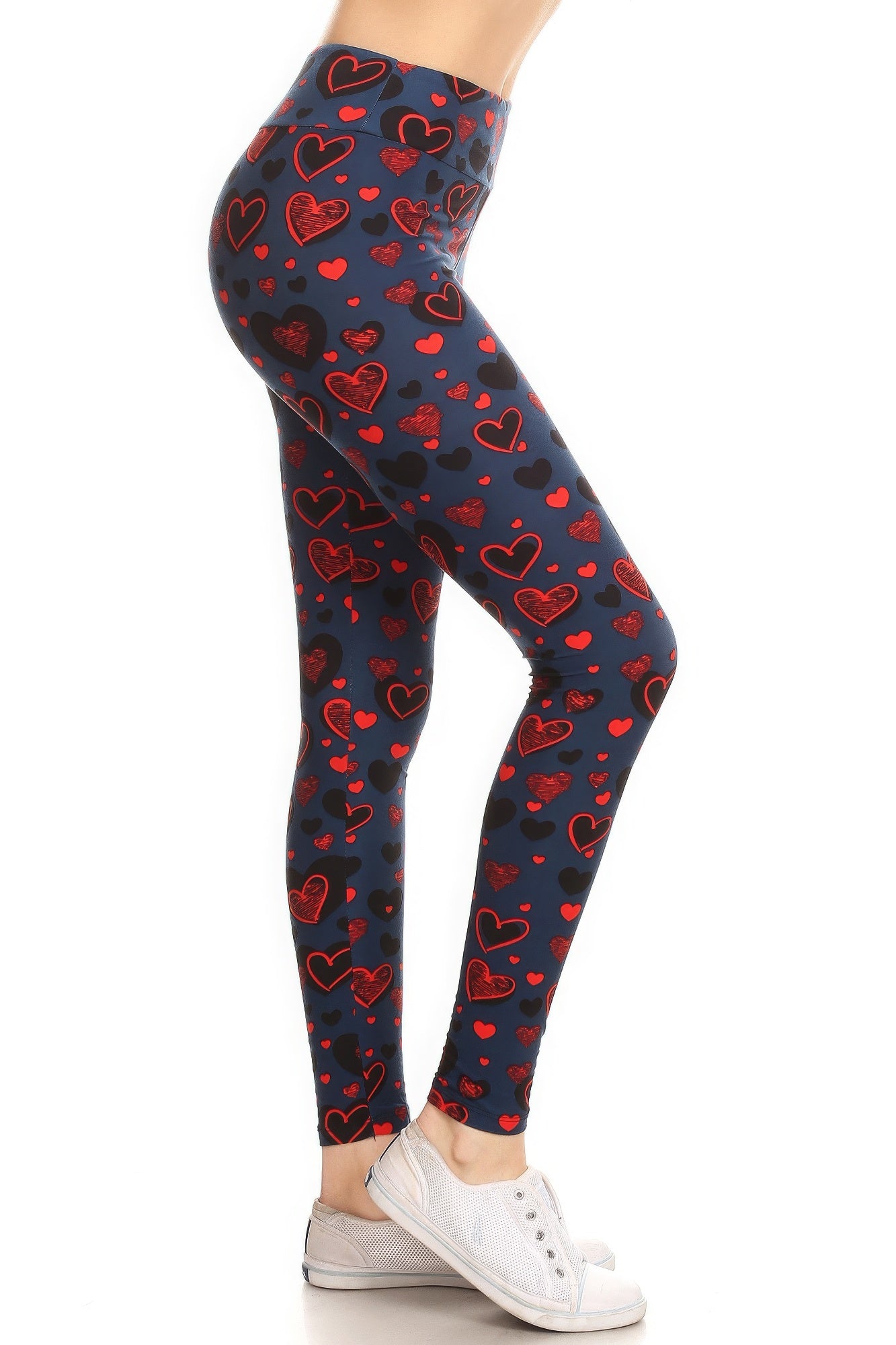 FZ Women's Banded Lined Heart Print, Full Length Leggings - FZwear