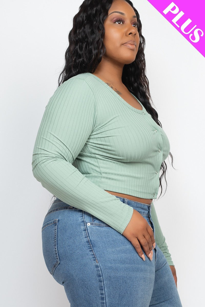 plus size button up cropped top