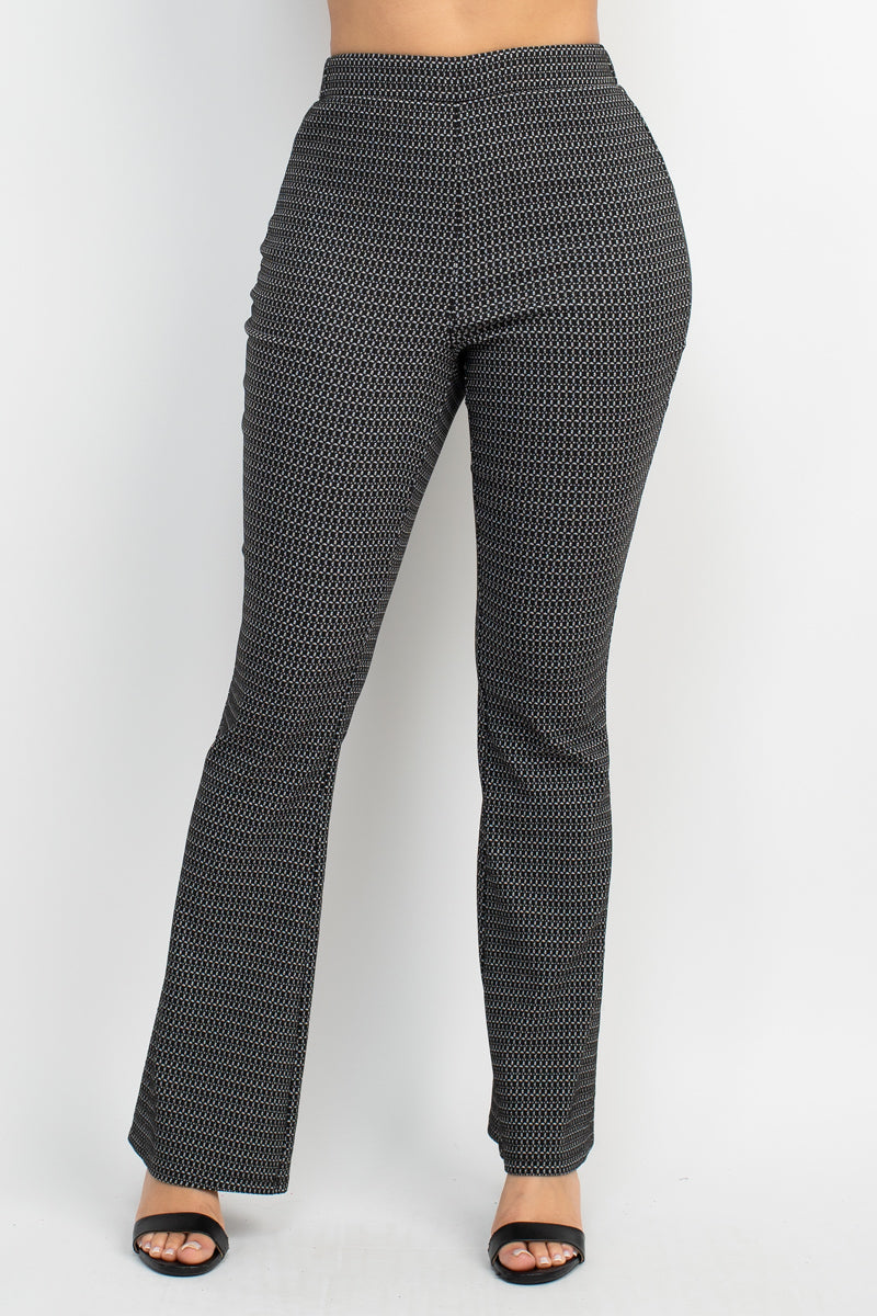 fitted flare leg plaid pants