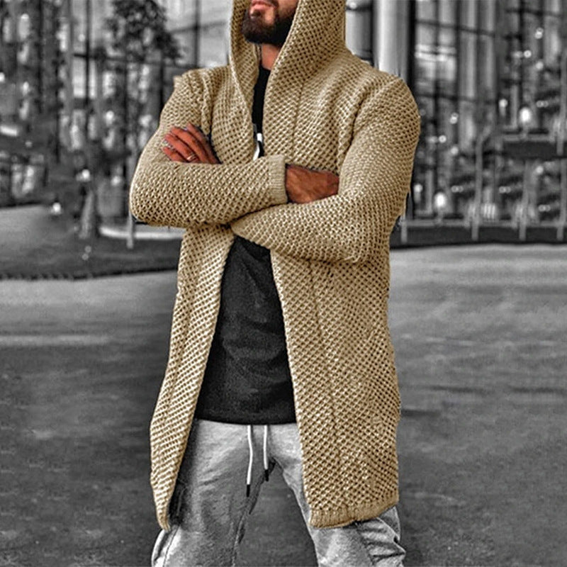 FZ Men's hooded long sleeve knitted sweater jacket