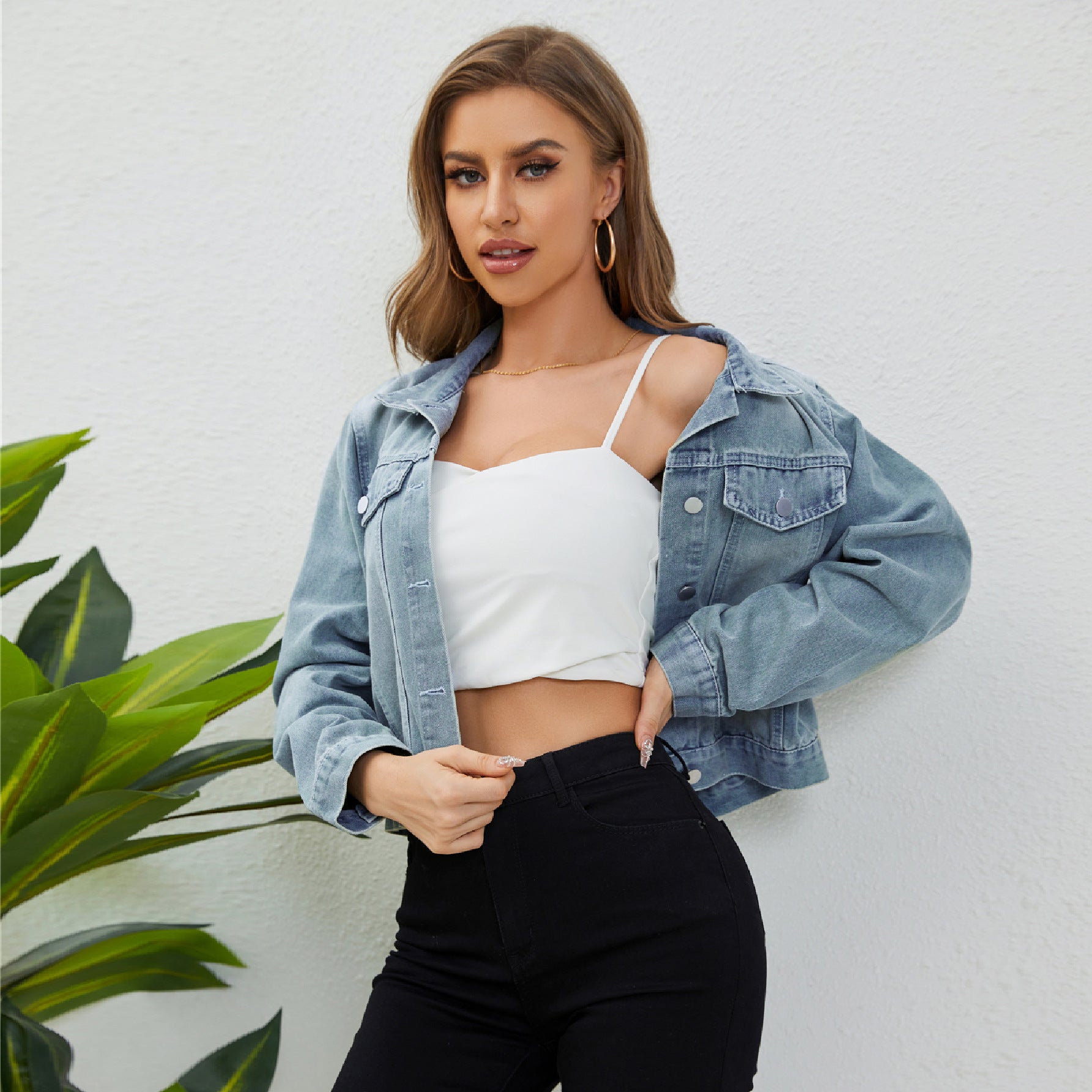 women cowboy coat vintage short denim jacket top