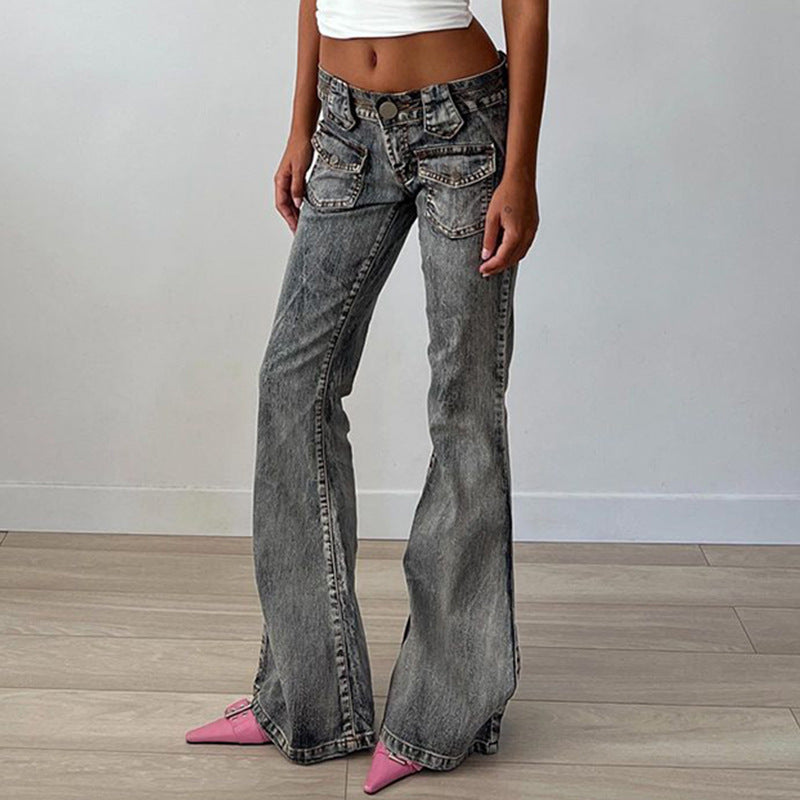 FZ Women Slim Wash Bootcut Vintage Smoky Denim Pants - FZwear