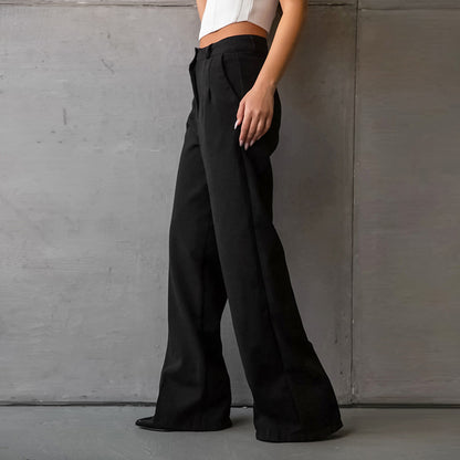 black office high waist slim fit slimming straight pants summer trousers women