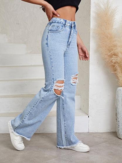 FZ Women's High Waist Ripped Denim Pants - FZwear