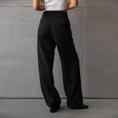 black office high waist slim fit slimming straight pants summer trousers women