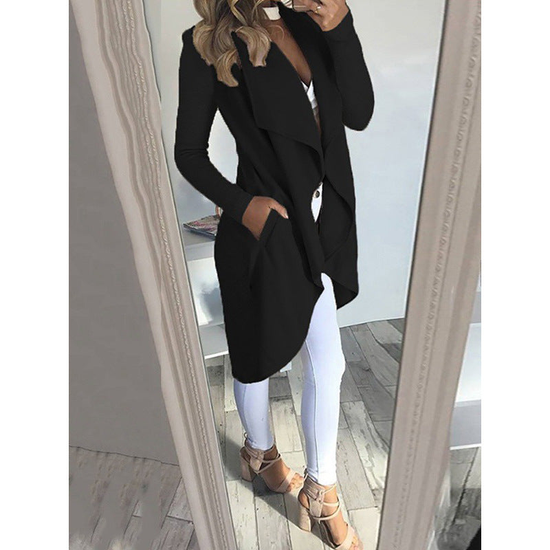 women's solid color slim fit lapel jacket
