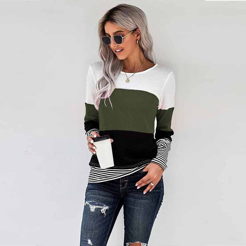 new pullover stitching long-sleeved casual t-shirt