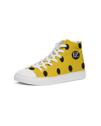 fz yellow dot men's hightop canvas shoe