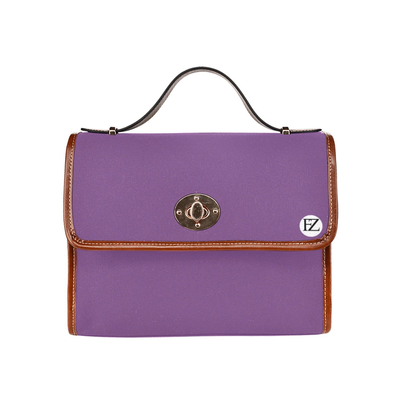 fz original handbag one size / fz - purple all over print waterproof canvas bag(model1641)(brown strap)