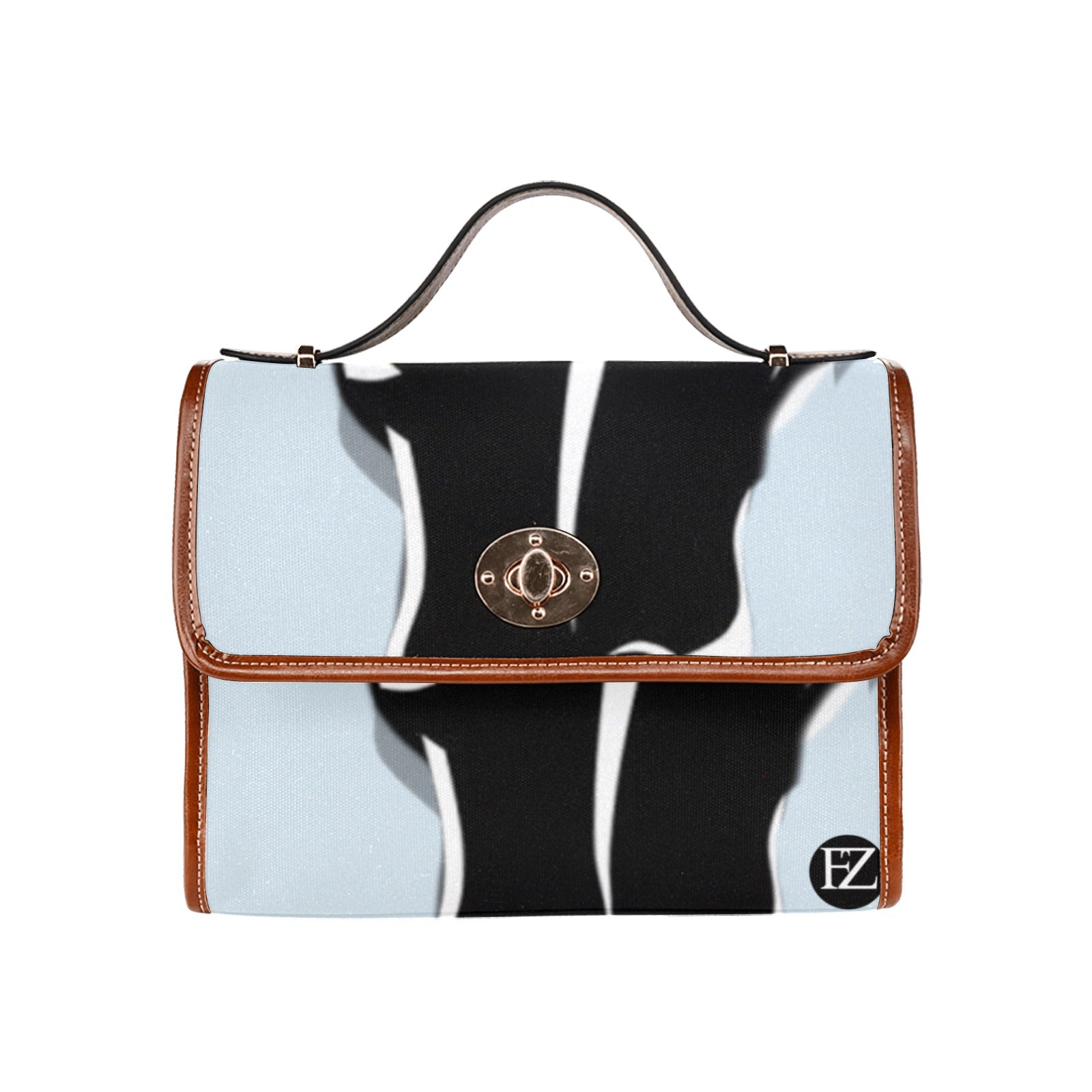 fz bull handbag one size / fz bull handbag - sky blue all over print waterproof canvas bag(model1641)(brown strap)