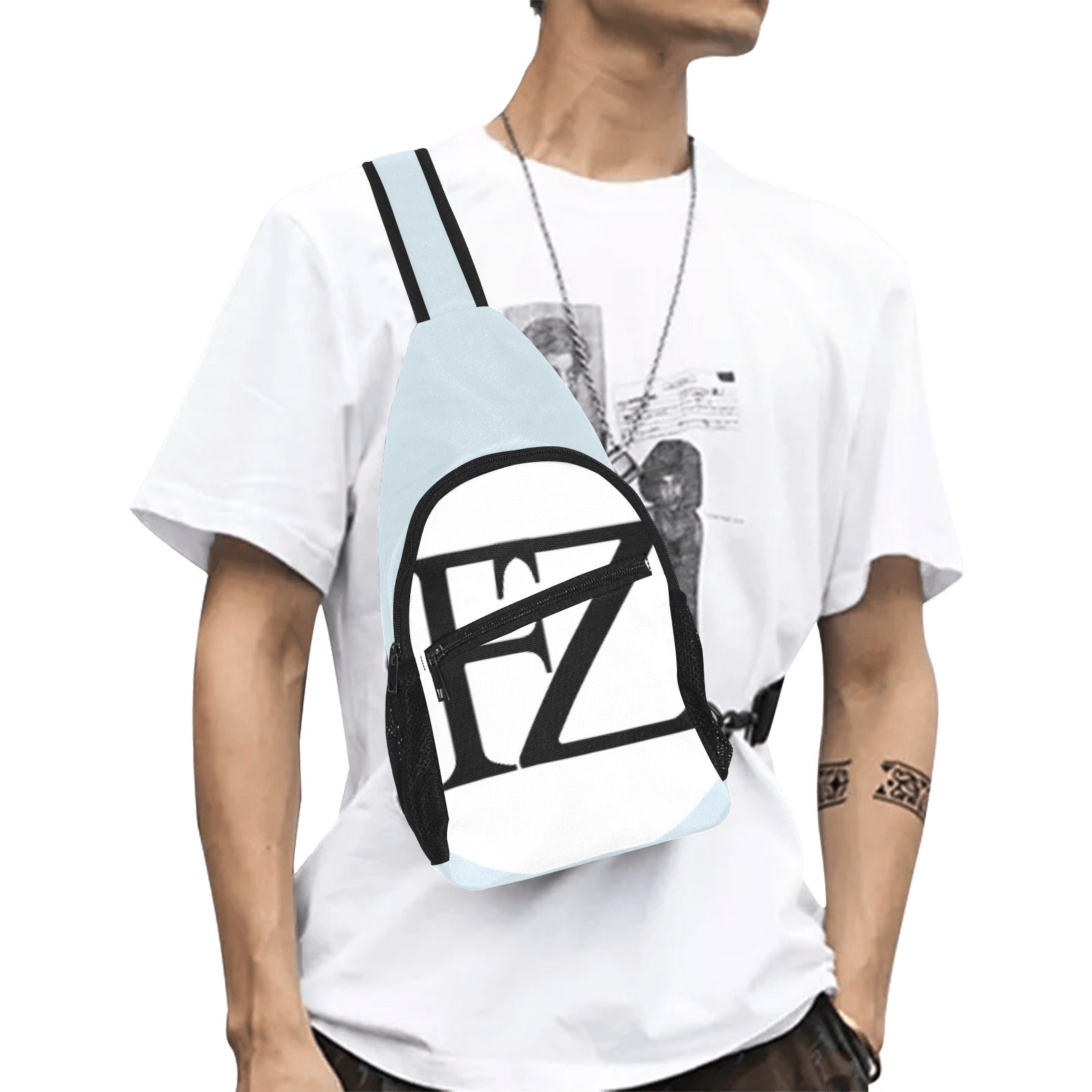 fz men's chest bag too one size / fz men's chest bag too-sky blue all over print chest bag(model1719)