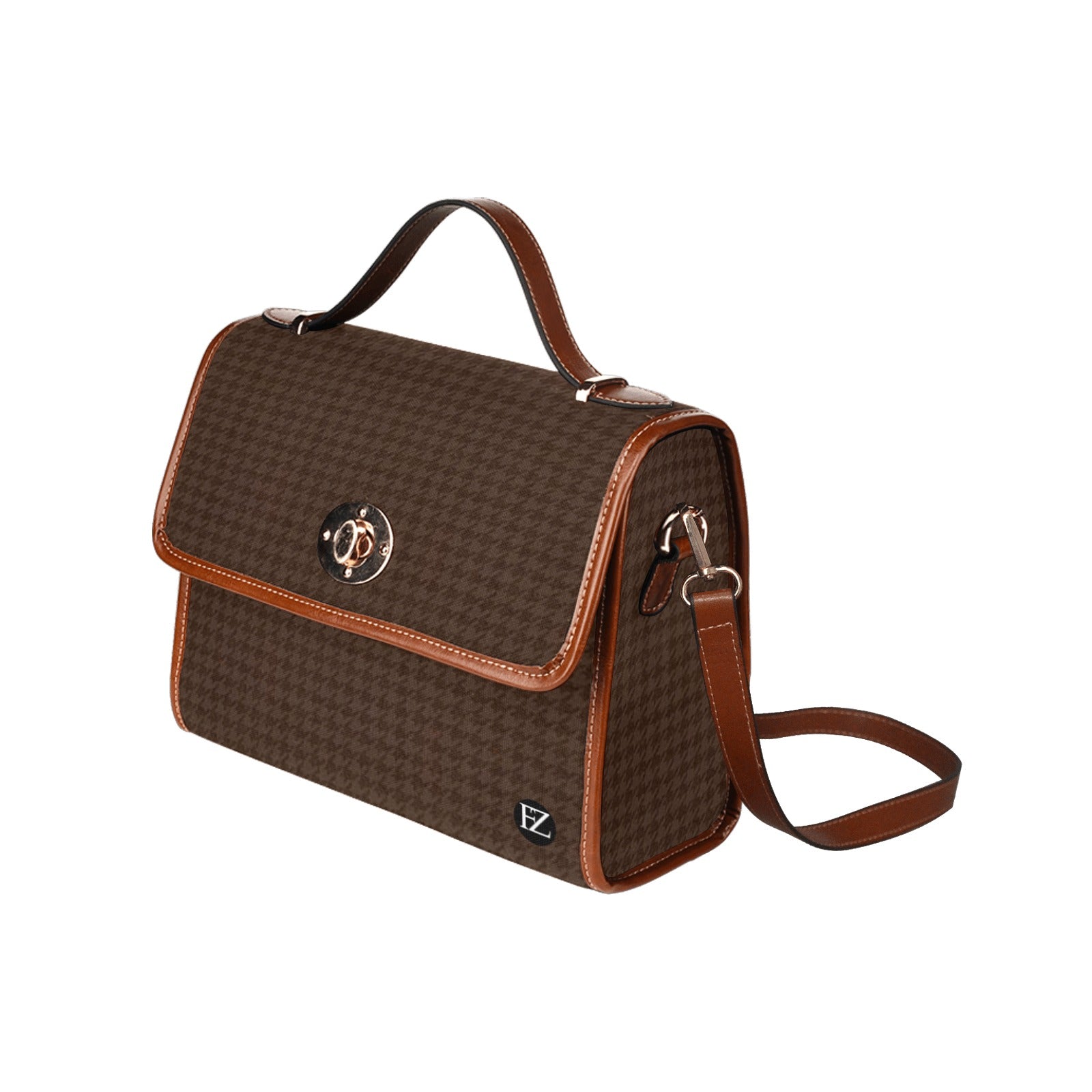 fz women's plaid hand bag all over print waterproof canvas bag(model1641)(brown strap)