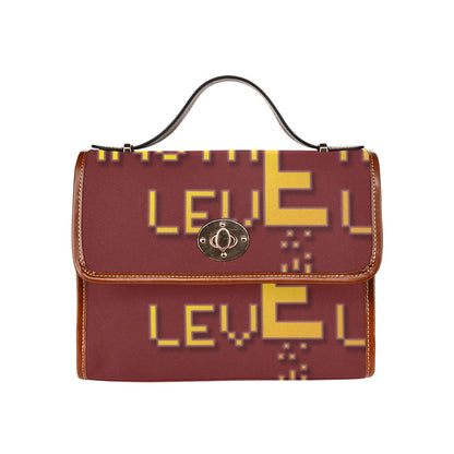 fz yellow levels handbag one size / fz - levels bag-burgundy all over print waterproof canvas bag(model1641)(brown strap)