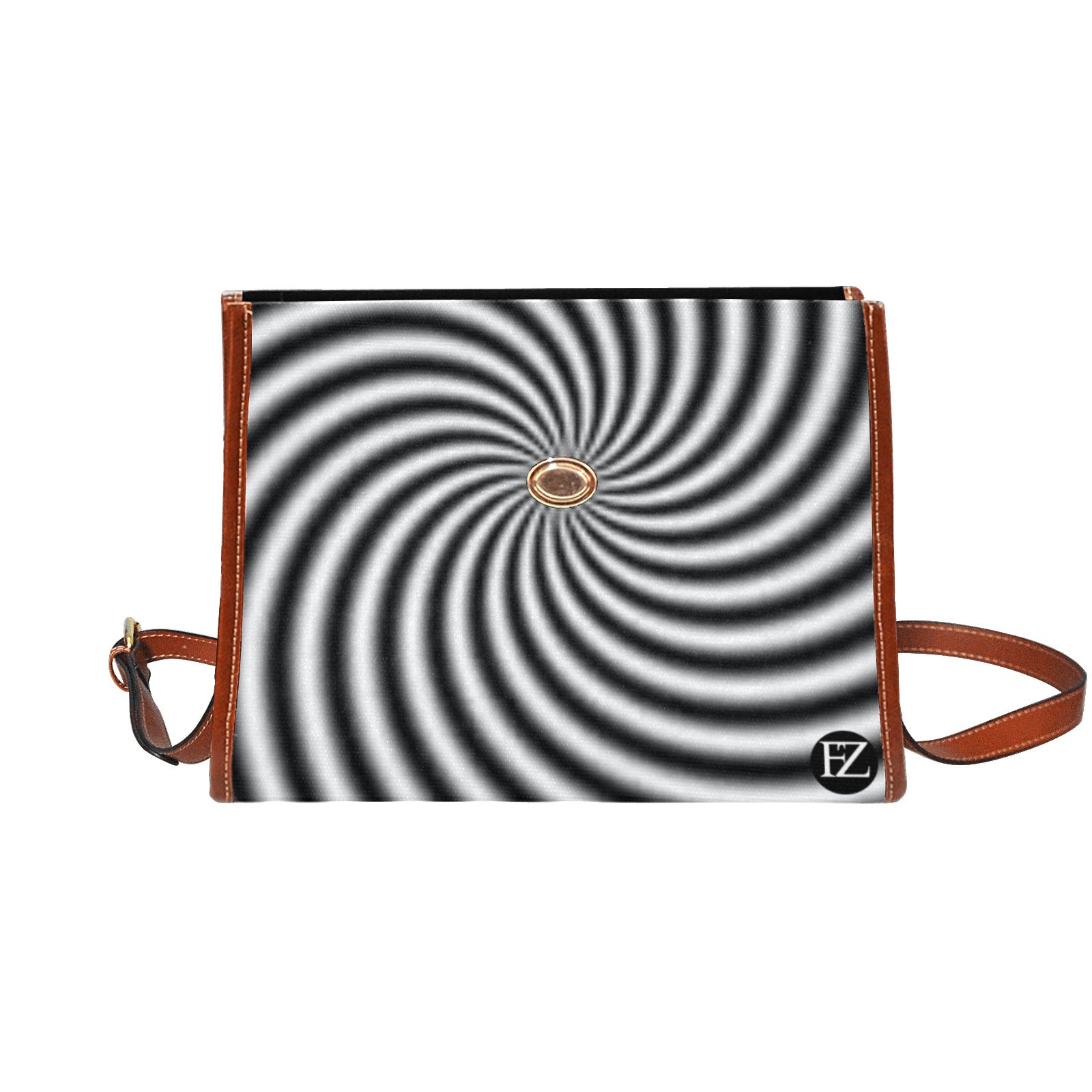 fz women's abstract hand bag all over print waterproof canvas bag(model1641)(brown strap)