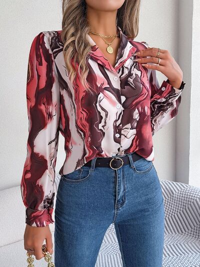 FZ Women's Printed Button Up Long Sleeve Work Top - FZwear