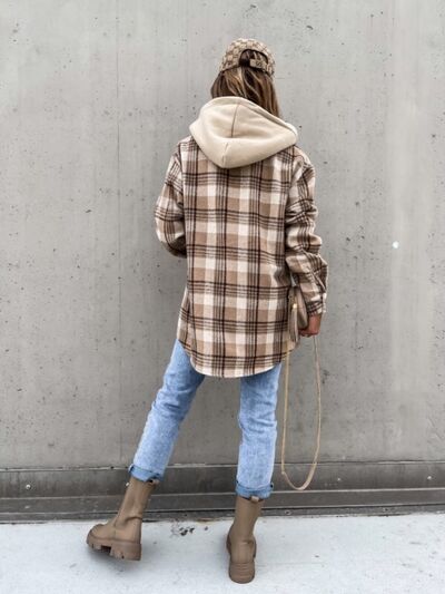 FZ Women's Plaid Dropped Shoulder Hooded Jacket - FZwear