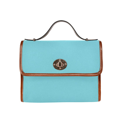 fz zone handbag one size / the zone - sky blue all over print waterproof canvas bag(model1641)(brown strap)