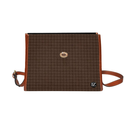 fz women's plaid hand bag all over print waterproof canvas bag(model1641)(brown strap)