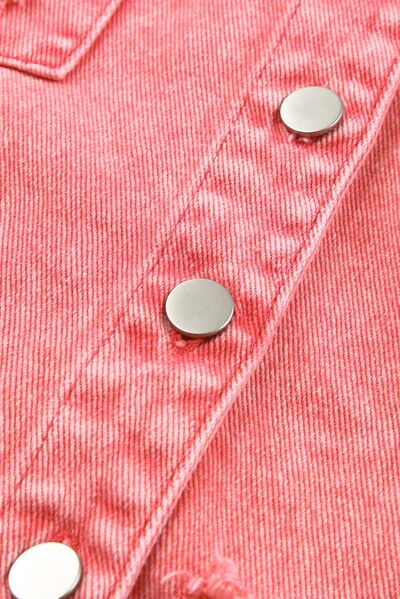 FZ Women's Distressed Button Up Raw Hem Denim Jacket - FZwear