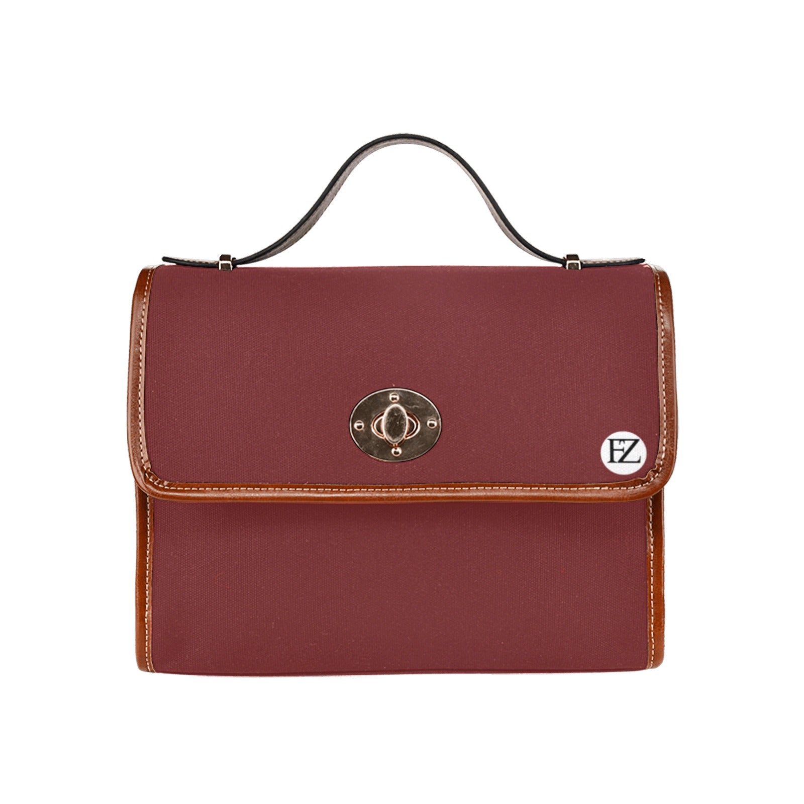 fz original handbag one size / fz - burgundy all over print waterproof canvas bag(model1641)(brown strap)