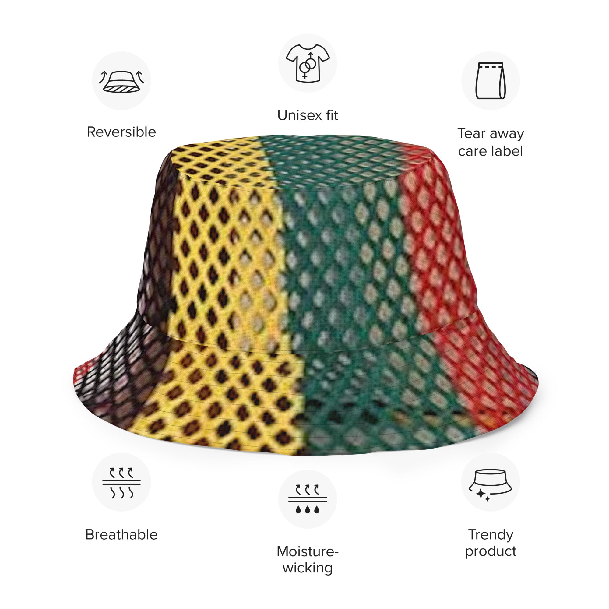 FZ Unisex Reversible Rasta bucket hat - FZwear