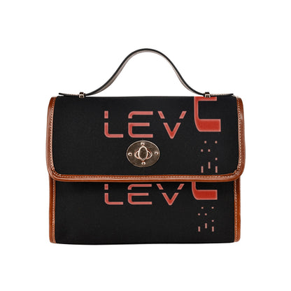 fz red levels handbag one size / fz - levels bag - black all over print waterproof canvas bag(model1641)(brown strap)