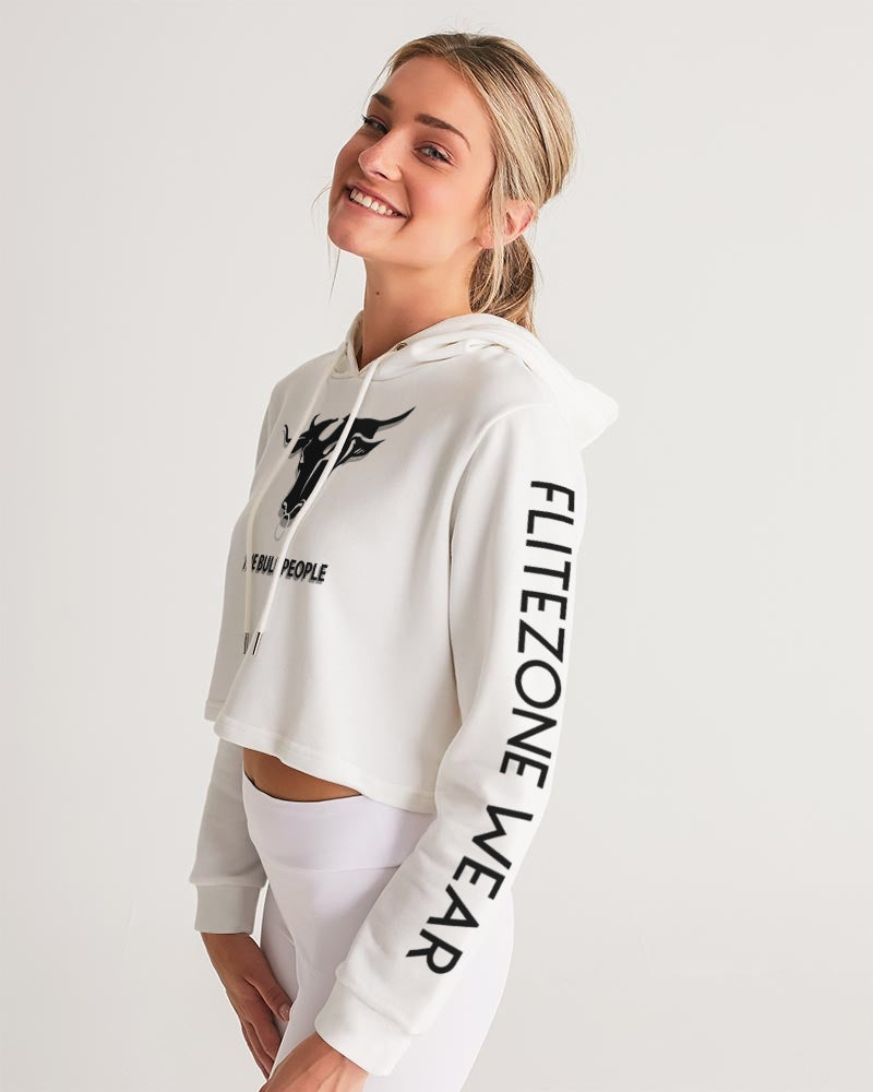 the white  bull women's cropped hoodie