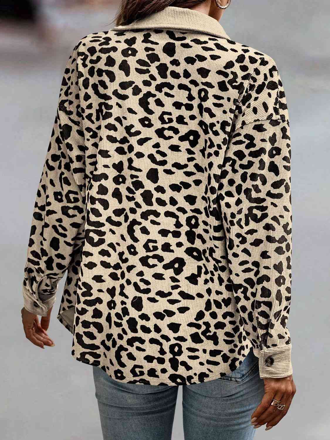 FZ Women's Full Size Leopard Buttoned Jacket - FZwear