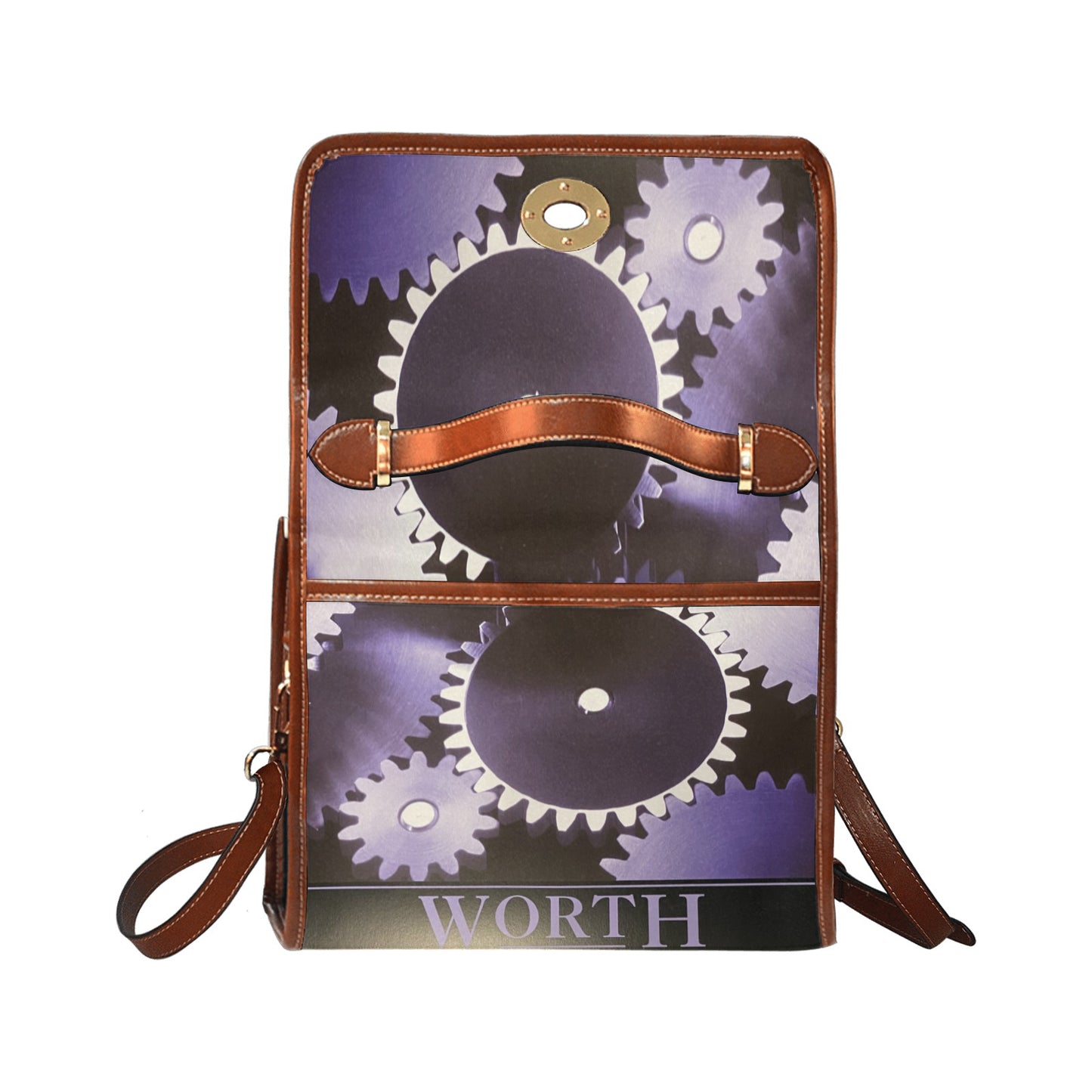fz worth handbag all over print waterproof canvas bag(model1641)(brown strap)
