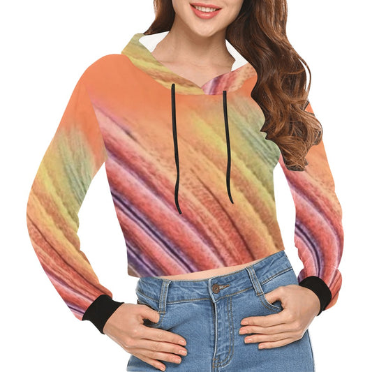 fz women's designer hoodie - colorful women's all over print cropped hoodie (model h22)