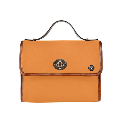fz original handbag one size / fz 0riginal handbag - orange all over print waterproof canvas bag(model1641)(brown strap)