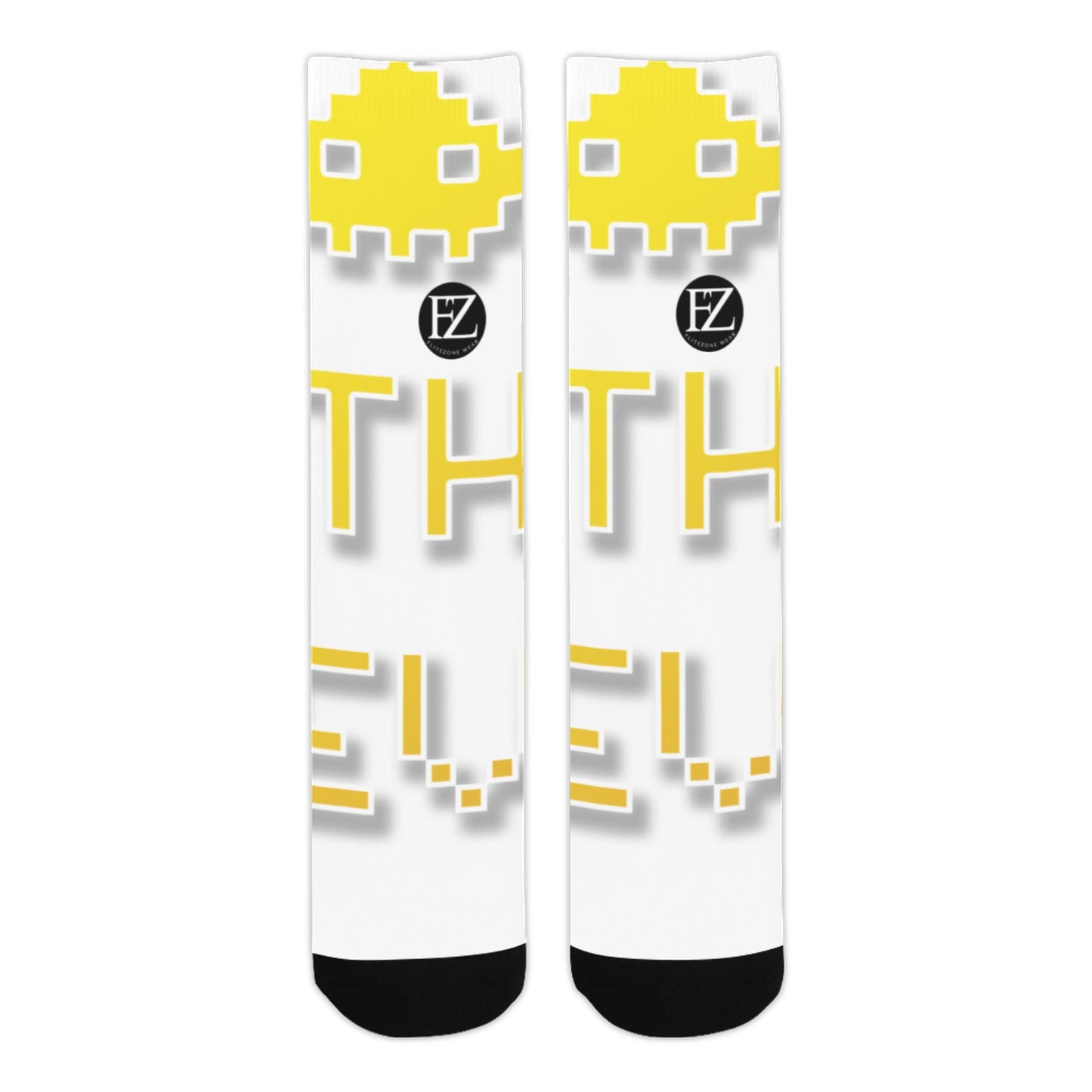fz unisex socks - yellow one size / fz socks - white sublimated crew socks(made in usa)