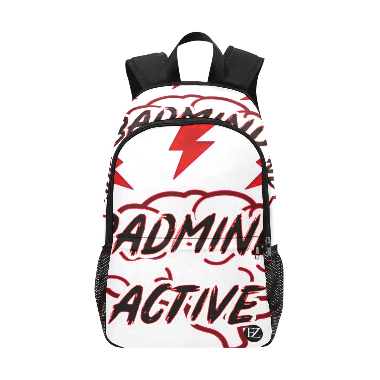 fz mind backpack one size / fz mind backpack - white all-over print unisex casual backpack with side mesh pockets (model 1659)