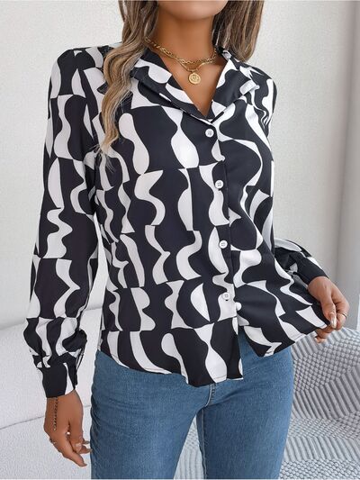 FZ Women's Printed Button Up Long Sleeve Work Top - FZwear