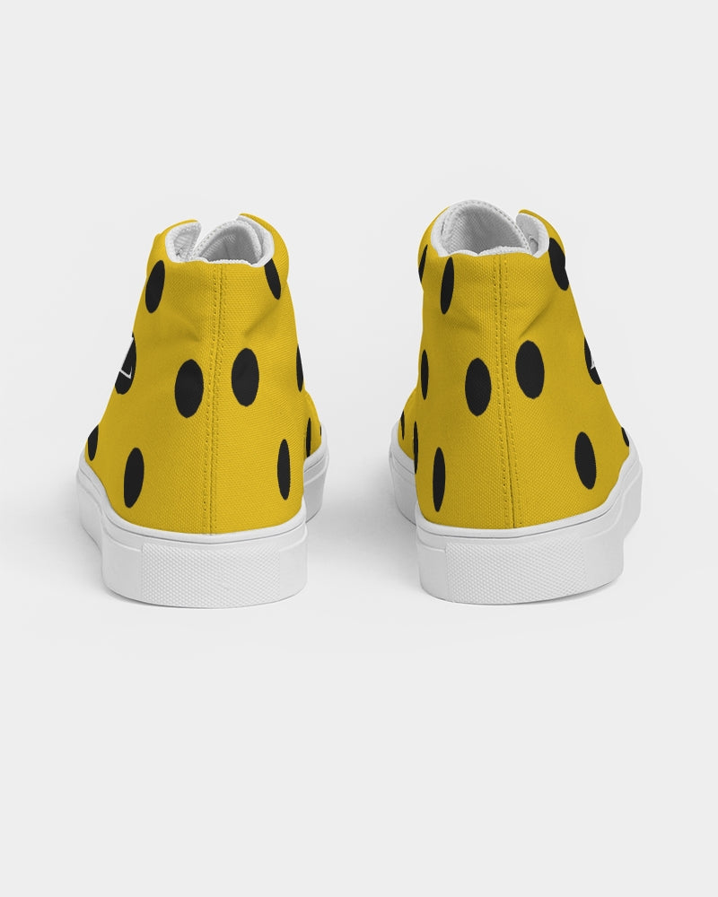 fz yellow dot men's hightop canvas shoe