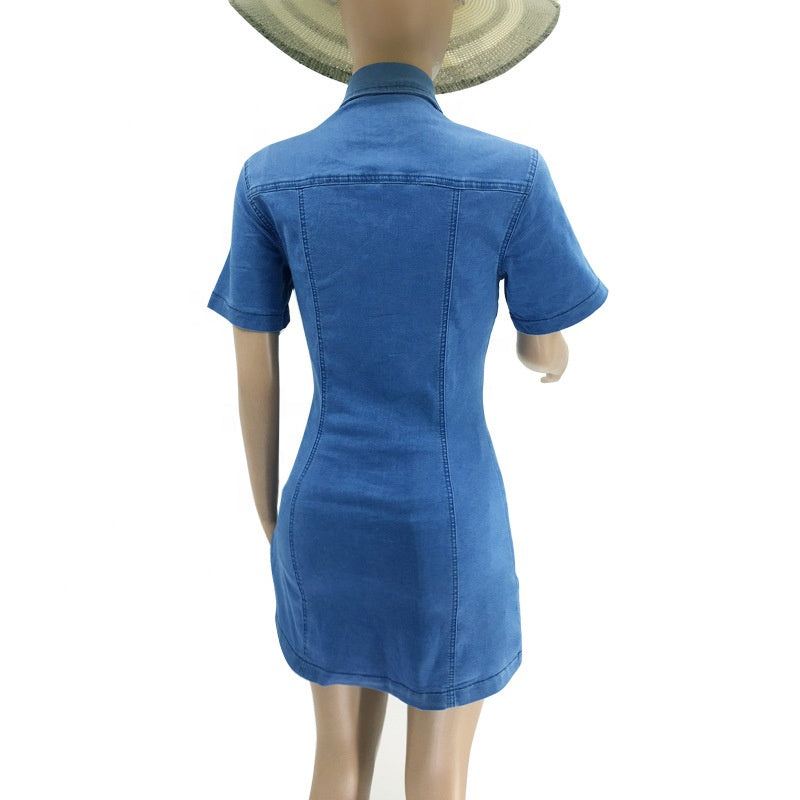 fz women's short sleeve denim mini dress