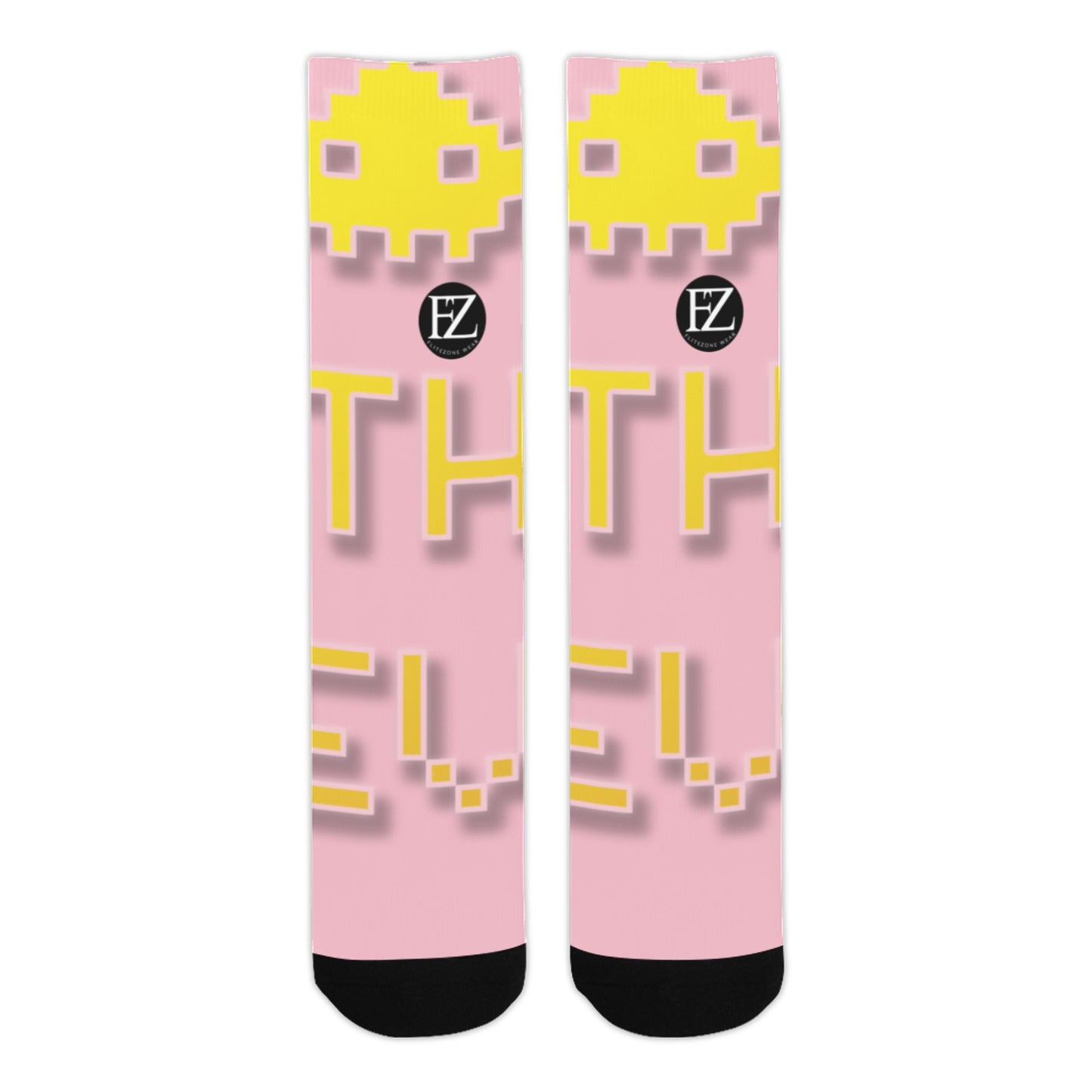 fz unisex socks - yellow one size / fz socks - pink sublimated crew socks(made in usa)