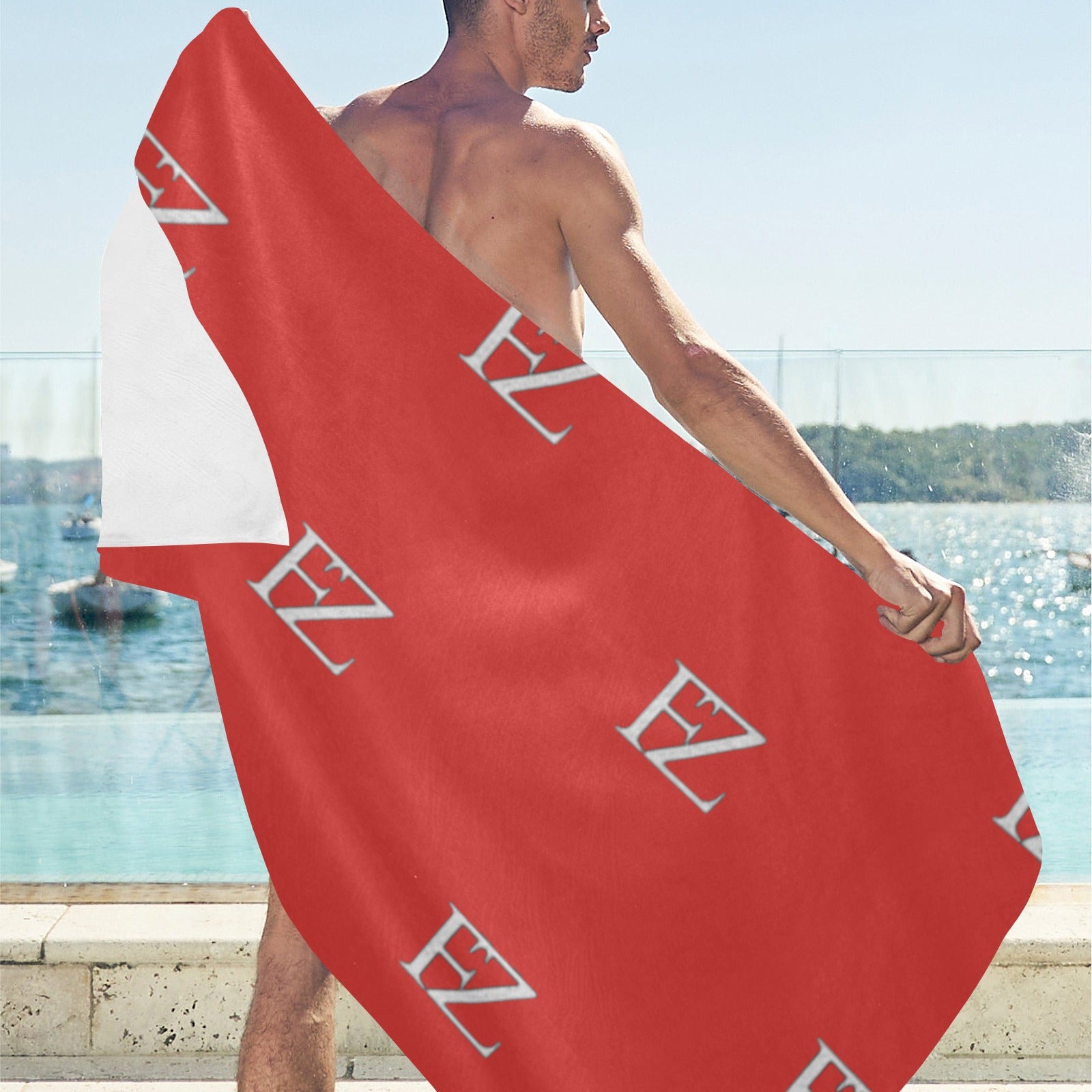 fz beach towel - red beach towel 32"x 71"(made in queen)