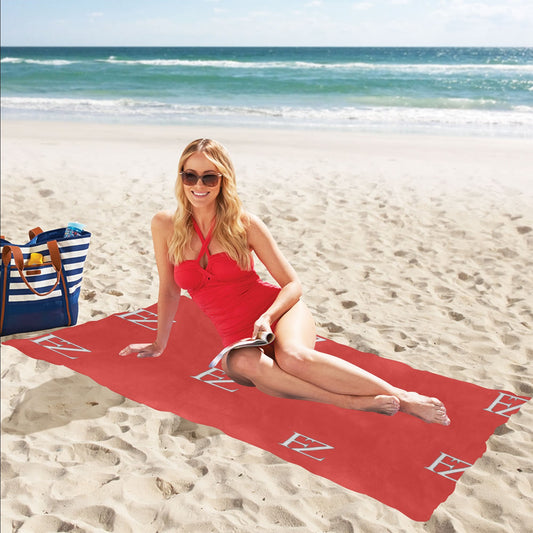 fz beach towel - red beach towel 32"x 71"(made in queen)