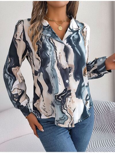 FZ Women's Printed Button Up Long Sleeve Work Top - FZwear