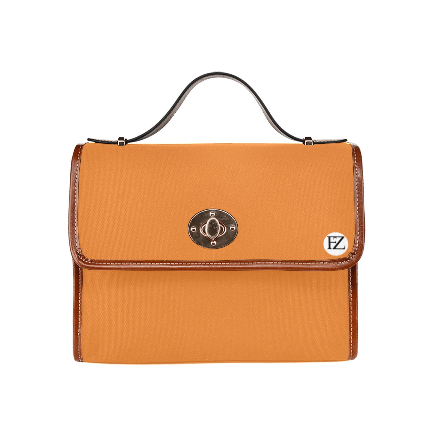 fz original handbag one size / fz - orange all over print waterproof canvas bag(model1641)(brown strap)