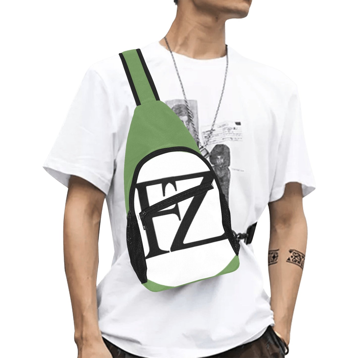 fz men's chest bag too one size / fz men's chest bag too-green all over print chest bag(model1719)