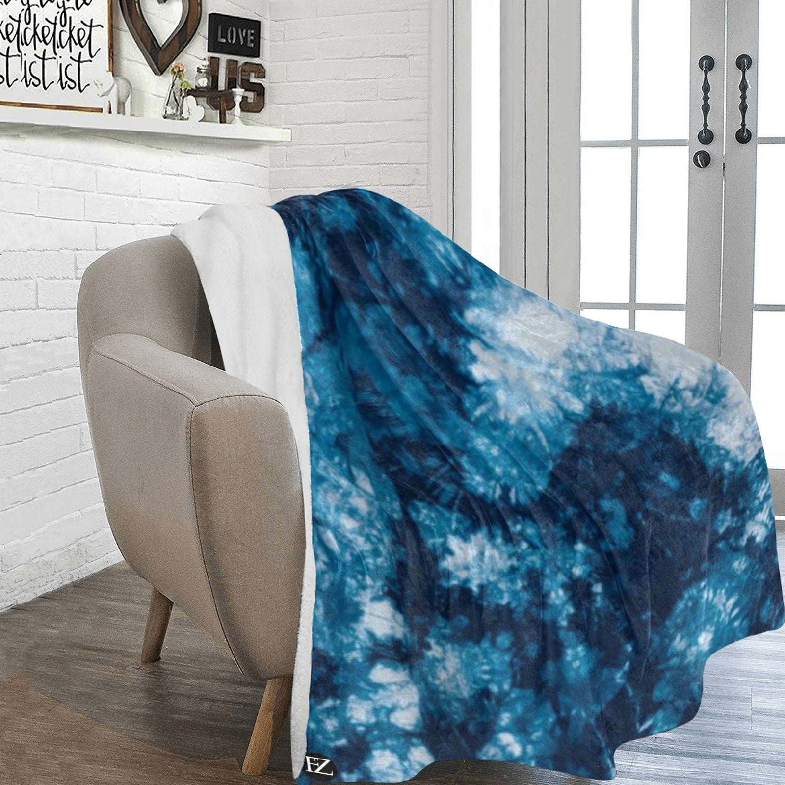 fz blue tye blanket ultra-soft micro fleece blanket 70"x80"