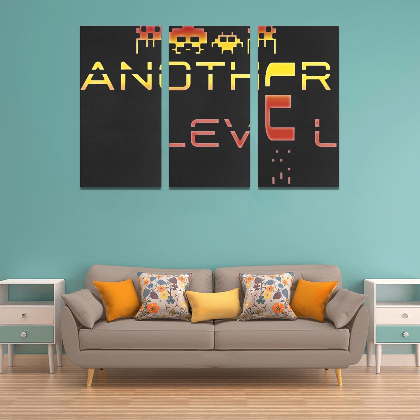 fz design collection too one size / fz another level - red too framed canvas art prints set x (3 pieces) (made in usa)