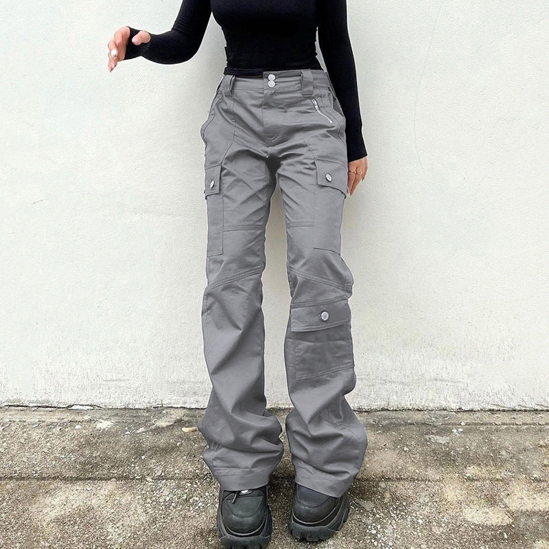 FZ Women's split multi-pocket low waist straight leg jeans pants - FZwear