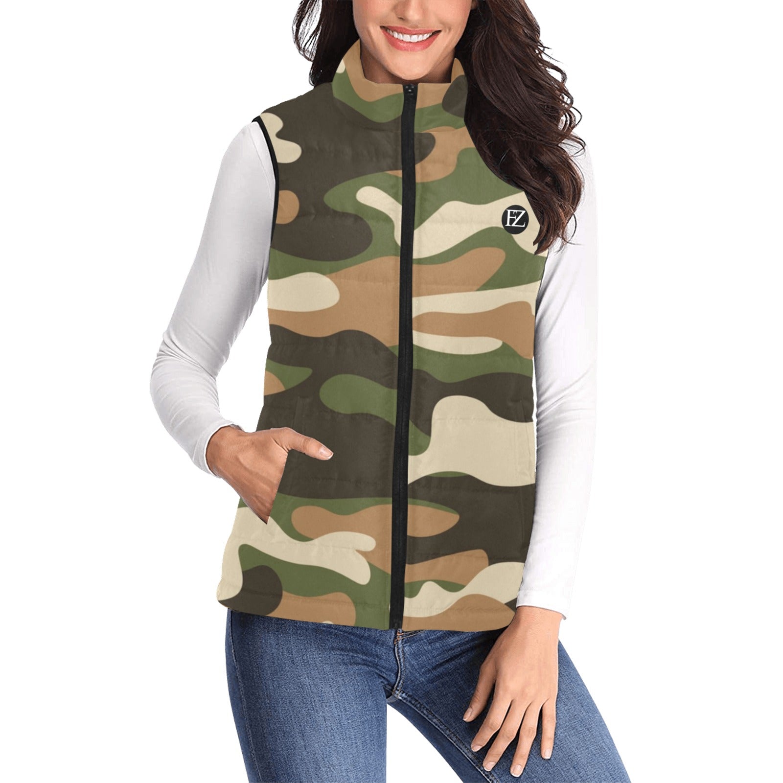 FZ Women's Puff Army 1 Jacket Vest - FZwear