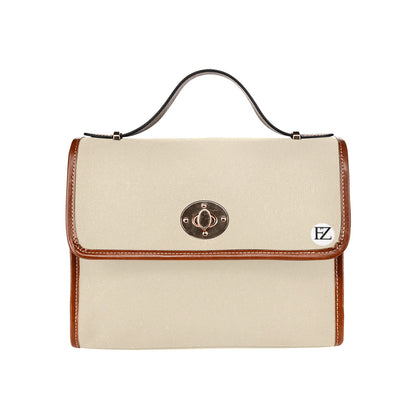 fz original handbag one size / fz - creme all over print waterproof canvas bag(model1641)(brown strap)