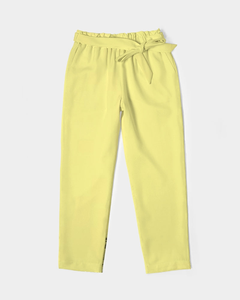 FZ TRUE YELLOW Women's All-Over Print Belted Tapered Pants - FZwear