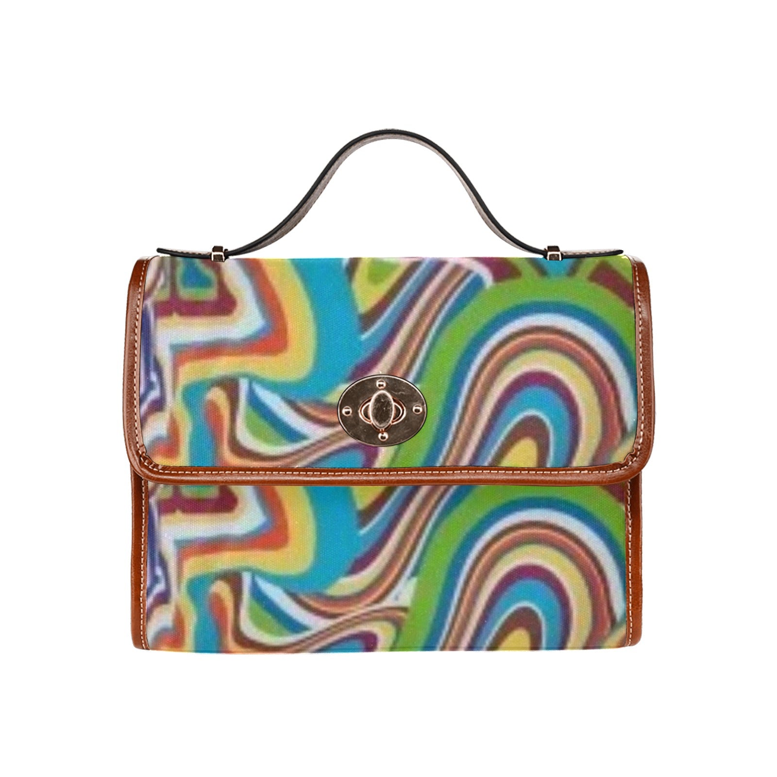 fz abstract handbag all over print waterproof canvas bag(model1641)(brown strap)