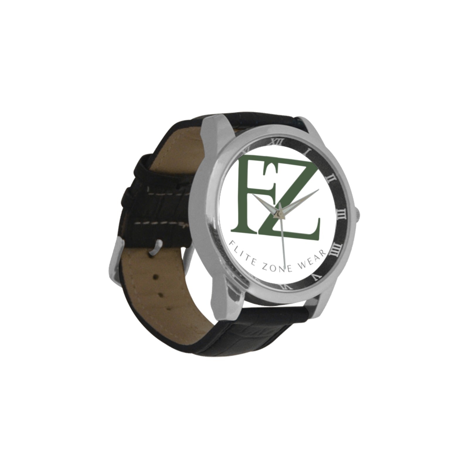 fz men's watch men's leather strap large dial watch (model 213)